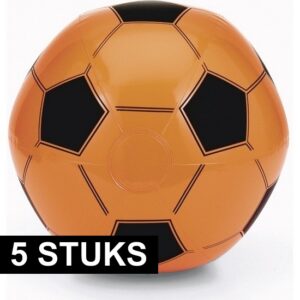 5x EK/WK voetbal strandbal oranje 10142326