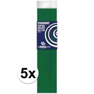 5x Knutsel crepe vouw papier groen 250 x 50 cm 10138423