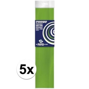 5x Knutsel crepe vouw papier limegroen 250 x 50 cm 10138426