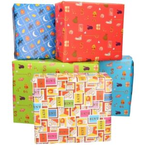 5x Sinterklaas inpakpapier/cadeaupapier gekleurd 2