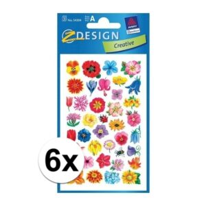 6 vellen met bloemen stickers 10108110