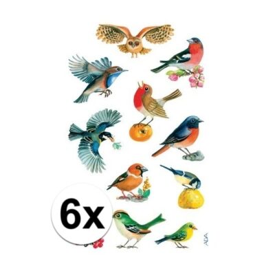 6 vellen met vogel stickers 10108109