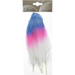 6x Hobby/knutsel veren 18 cm wit/roze/blauw 10158993