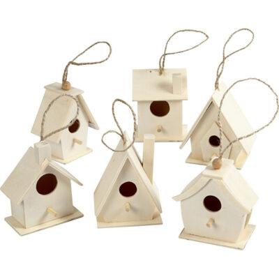 6x Houten hobby knutsel vogelhuisje 7 cm 10194771