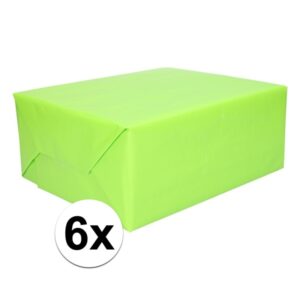 6x Inpakpapier lime groen 200 cm 10137941