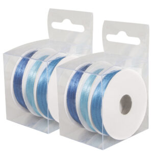 6x Rollen hobby/decoratie kleurenmix blauw satijnen sierlint 3 mm x 6 meter 10254789