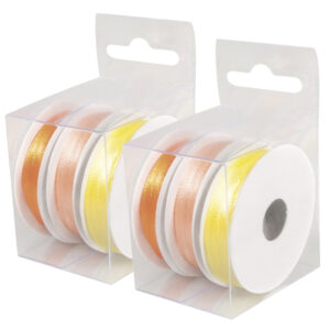 6x Rollen hobby/decoratie kleurenmix oranje satijnen sierlint 3 mm x 6 meter 10254793