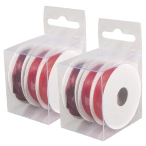 6x Rollen hobby/decoratie kleurenmix rood satijnen sierlint 3 mm x 6 meter 10254792