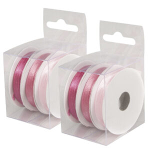 6x Rollen hobby/decoratie kleurenmix roze satijnen sierlint 3 mm x 6 meter 10254791