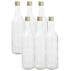 6x Stuks DIY glazen cadeau/decoratie flesjes 1000ml/1ltr met dop 8