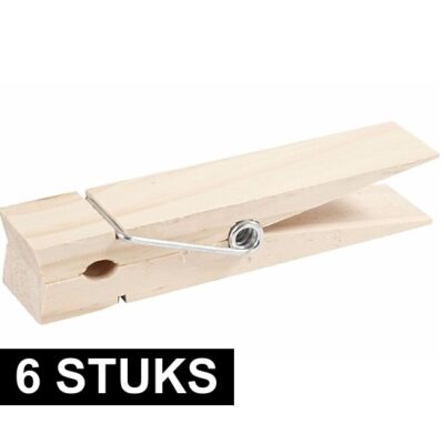 6x XXL houten knijpers 15 cm 10140693