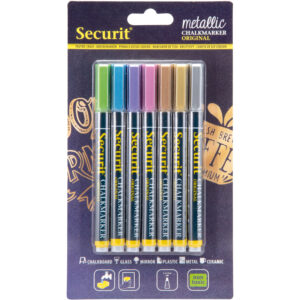 7x Metallic gekleurde schoolbord krijtstift ronde punt 1-2 mm 10213661