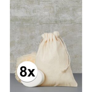 8 x Voordelige beige cadeau tasjes 15 x 20 cm 10119693