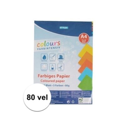 80 velletjes Hobby papier gekleurd A4 10115590