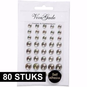 80x Decoratieve zilveren parel stickers 10165963