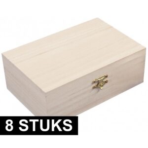 8x Decoratieve kistjes van hout 15 cm 10126556