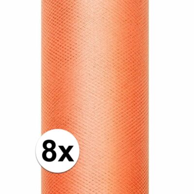 8x Rollen tule stof oranje 15 cm breed 10112527