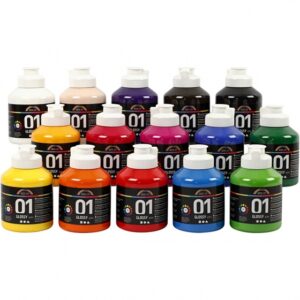 A Color acrylverf glossy 15 stuks 500 ml multicolor 332613