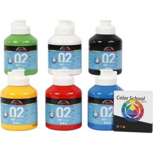 A Color acrylverf mat 6 stuks 500 ml multicolor 332652