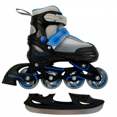 AMIGO 2 in 1 inlineskates en schaatsen junior zwart/blauw mt 34/37 526335