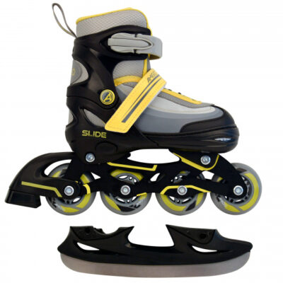 AMIGO 2 in 1 inlineskates en schaatsen junior zwart/geel mt 30/33 526218