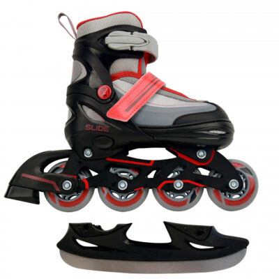 AMIGO 2 in 1 inlineskates en schaatsen junior zwart/rood mt 30/33 526276