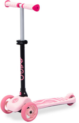 AMIGO Twister opvouwbare 3 wiel kinderstep met voetrem roze 1023115