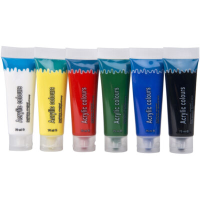 Acrylverf in 6 kleuren tube 75 ml hobby/knutsel 10195422