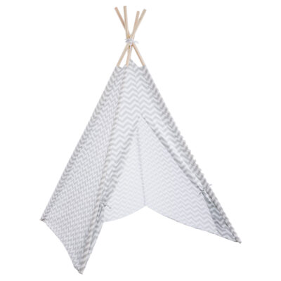 Atmosphera Tipi speeltent voor kinderen - 120 x 120 x 160 cm - grijs - wigwam 10378028