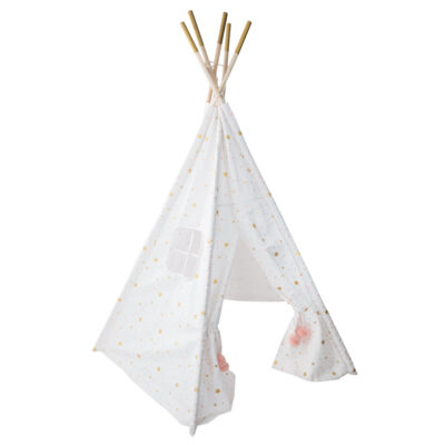 Atmosphera Tipi speeltent voor kinderen - 130 x 130 x 160 cm - wit - wigwam 10378037