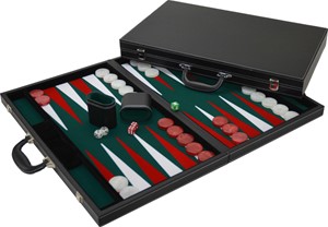 Backgammon Zwart Luxe groen/rood/wit 31446562927