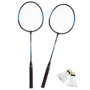 Badminton set blauw/zwart met 2 shuttles en opbergtas 10201619