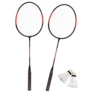 Badminton set rood/zwart met 2 shuttles en opbergtas 10201621