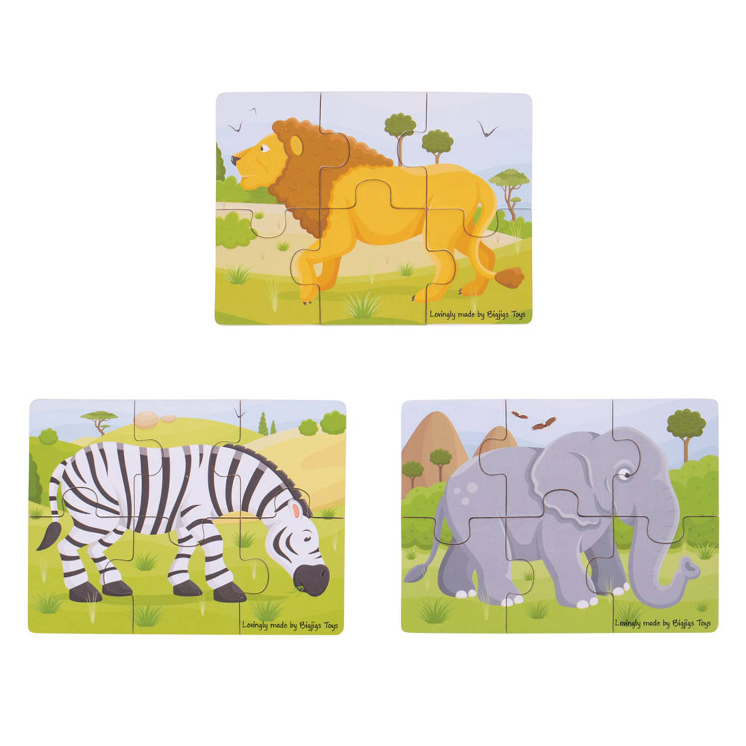 Bigjigs Safari (6-delige puzzels) 3 Puzzels 4152875