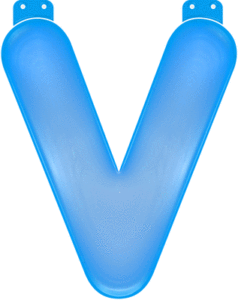 Blauwe opblaasbare letter V 10033856