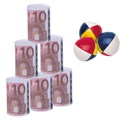 Blikken gooien 10 euro geld biljet blik 13 cm speelset 9-delig speelgoed 10230115