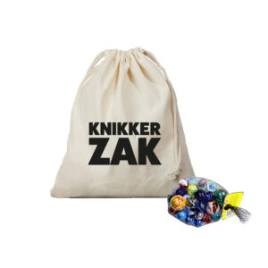 Canvas knikkerzak/ knikker opbergzakje met koord offwhite en 1 kilo knikkers bonken 10320466