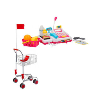 Complete supermarkt speelset kassa met winkelwagen en boodschappen 10204805