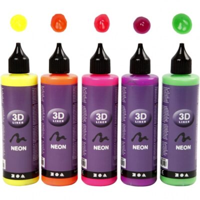 Creotime 3D liner neon 100 ml 5 stuks multicolor 334435