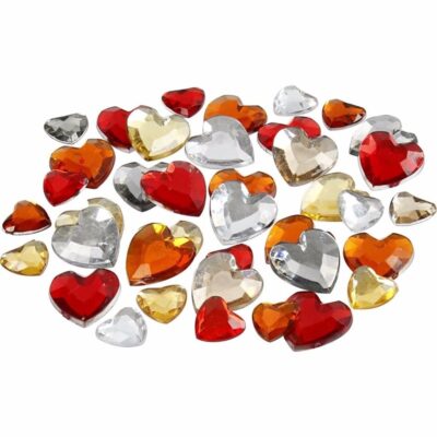 Decoratie hartjes strass steentjes rood mix 10091251