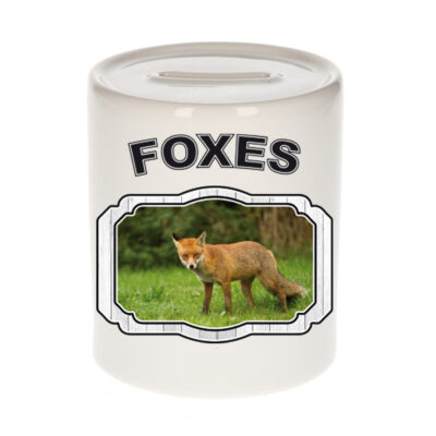 Dieren bruine vos spaarpot - foxes/ vossen spaarpotten kinderen 9 cm 10257119