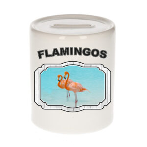 Dieren flamingo spaarpot - flamingos/ flamingo vogels spaarpotten kinderen 9 cm 10250761