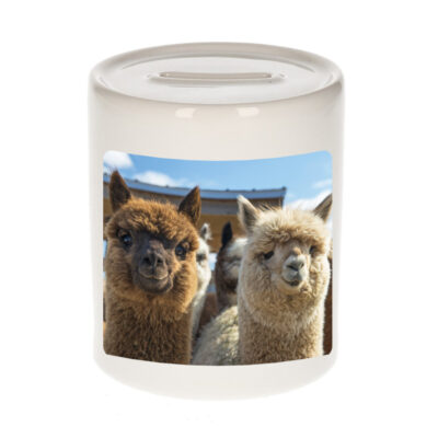 Dieren foto spaarpot alpaca 9 cm - alpacas spaarpotten jongens en meisjes 10250793