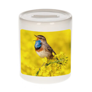 Dieren foto spaarpot blauwborst vogel 9 cm - vogels spaarpotten jongens en meisjes 10257199