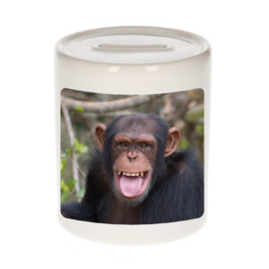 Dieren foto spaarpot chimpansee 9 cm - apen spaarpotten jongens en meisjes 10250781