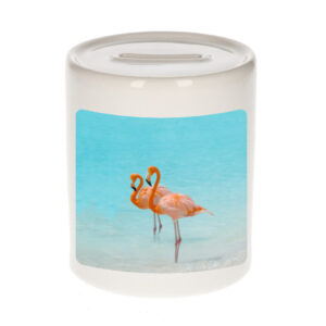 Dieren foto spaarpot flamingo 9 cm - flamingo vogels spaarpotten jongens en meisjes 10250804