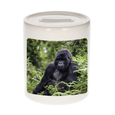 Dieren foto spaarpot gorilla 9 cm - gorilla apen spaarpotten jongens en meisjes 10250796