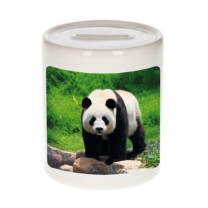 Dieren foto spaarpot grote panda 9 cm - pandaberen spaarpotten jongens en meisjes 10257198