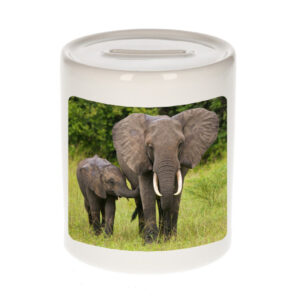 Dieren foto spaarpot olifant 9 cm - olifanten spaarpotten jongens en meisjes 10250778