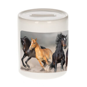 Dieren foto spaarpot paard 9 cm - paarden spaarpotten jongens en meisjes 10250825